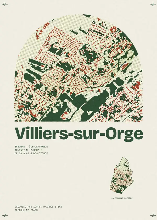 Affiche de Villiers-sur-Orge, calculée par 123-fr d'après l'IGN