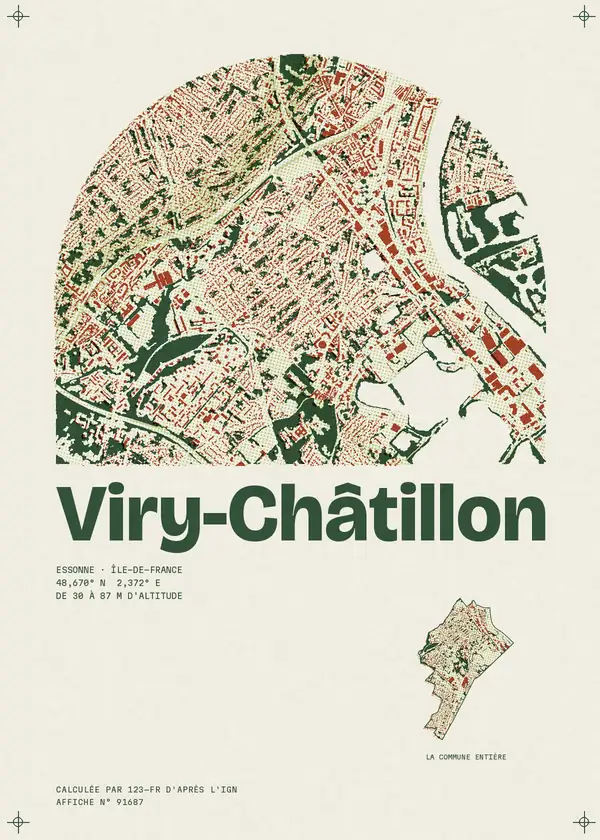 Affiche de Viry-Châtillon, calculée par 123-fr d'après l'IGN