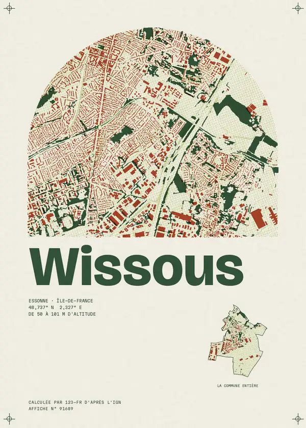 Affiche de Wissous, calculée par 123-fr d'après l'IGN