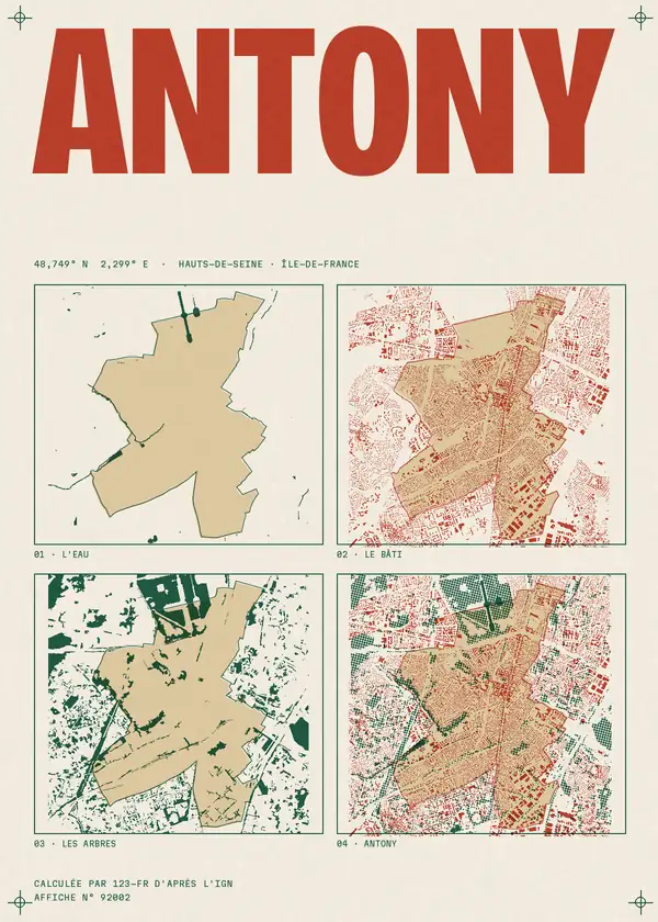 Affiche de Antony, calculée par 123-fr d'après l'IGN