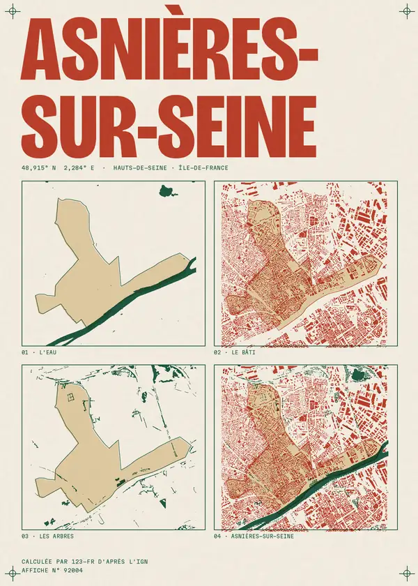 Affiche de Asnières-sur-Seine, calculée par 123-fr d'après l'IGN