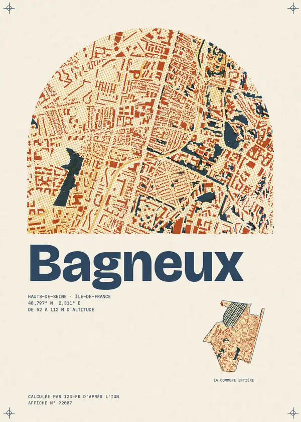 Affiche de Bagneux, calculée par 123-fr d'après l'IGN