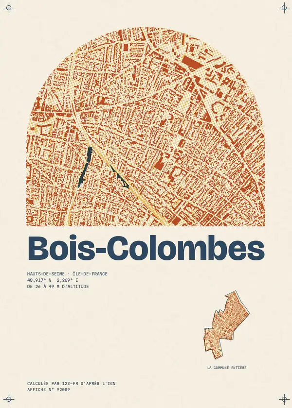 Affiche de Bois-Colombes, calculée par 123-fr d'après l'IGN