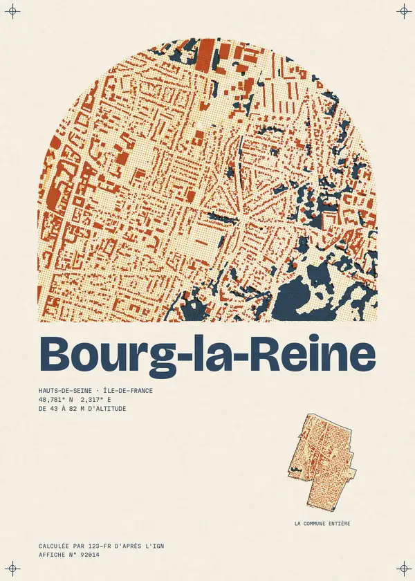 Affiche de Bourg-la-Reine, calculée par 123-fr d'après l'IGN