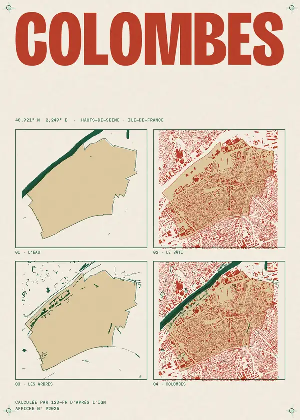 Affiche de Colombes, calculée par 123-fr d'après l'IGN