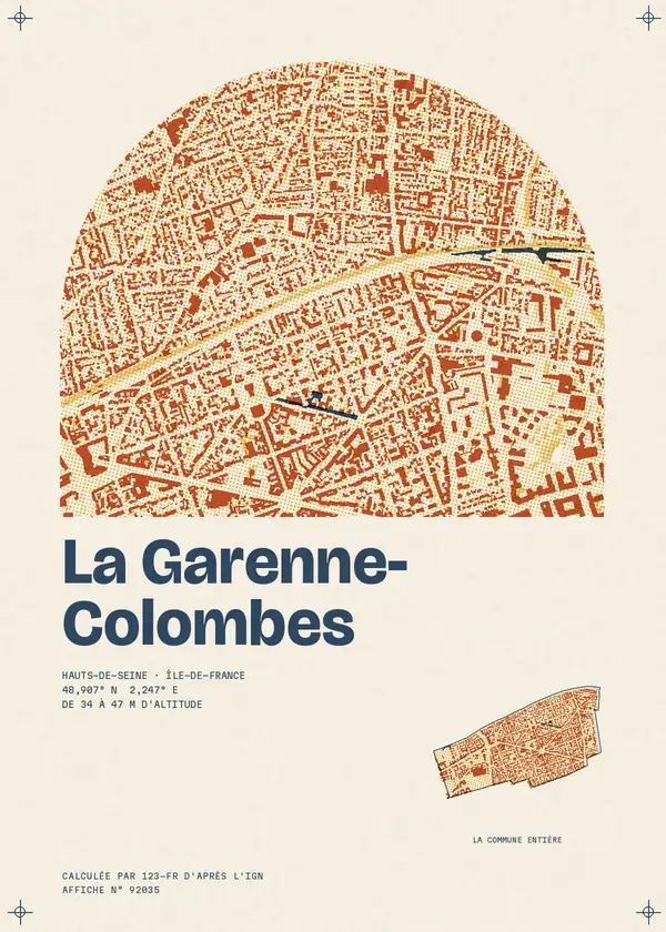 Affiche de La Garenne-Colombes, calculée par 123-fr d'après l'IGN