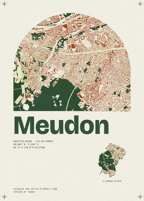 Affiche de Meudon, calculée par 123-fr d'après l'IGN
