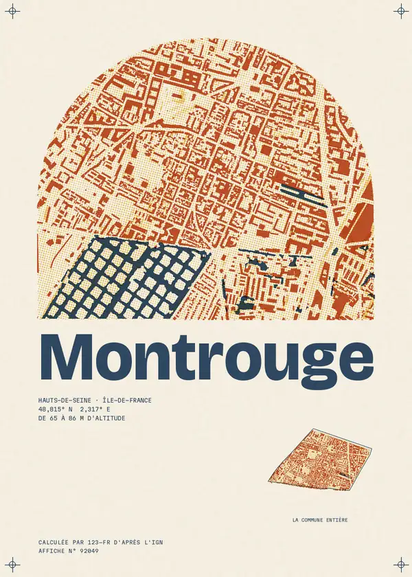 Affiche de Montrouge, calculée par 123-fr d'après l'IGN