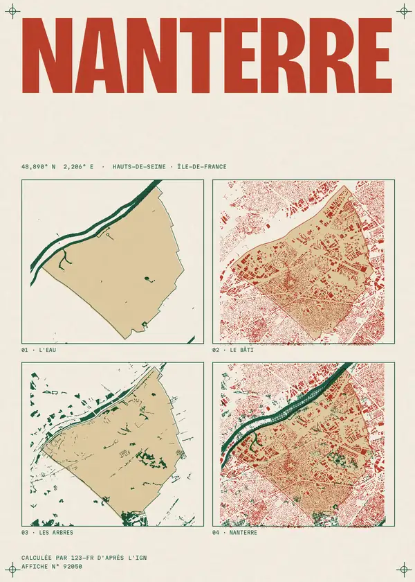 Affiche de Nanterre, calculée par 123-fr d'après l'IGN