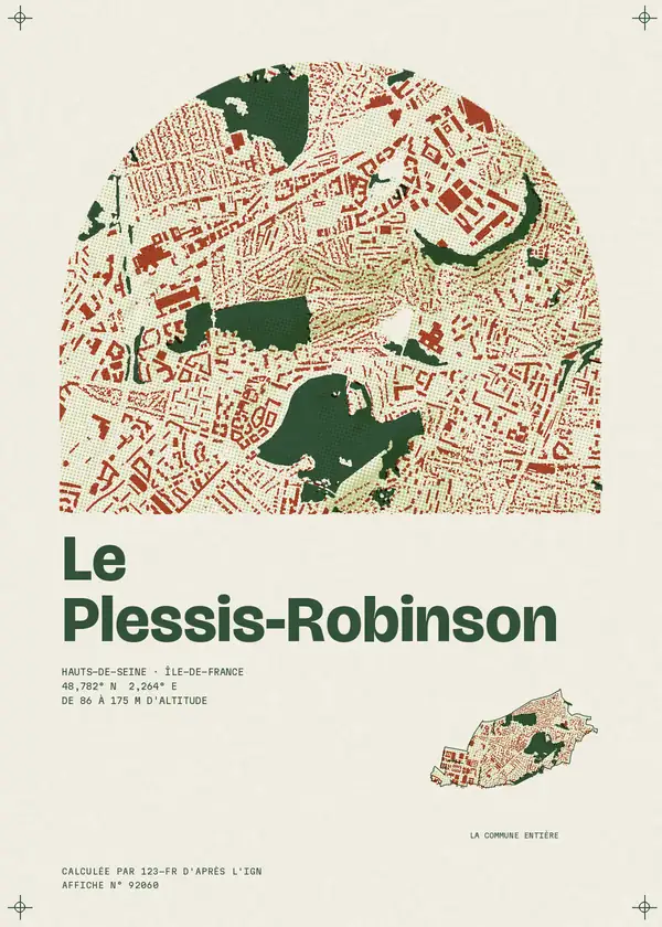 Affiche de Le Plessis-Robinson, calculée par 123-fr d'après l'IGN