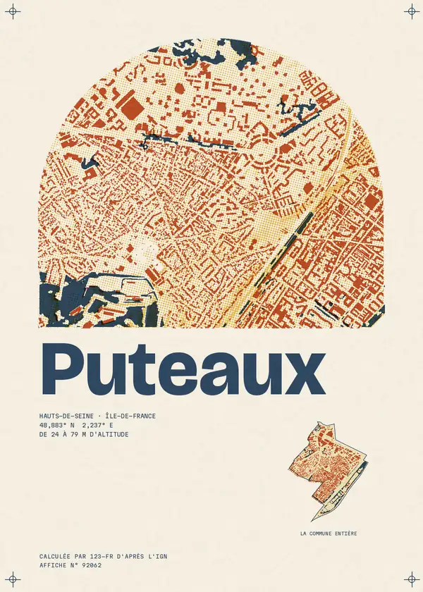 Affiche de Puteaux, calculée par 123-fr d'après l'IGN