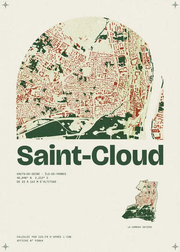 Affiche de Saint-Cloud, calculée par 123-fr d'après l'IGN