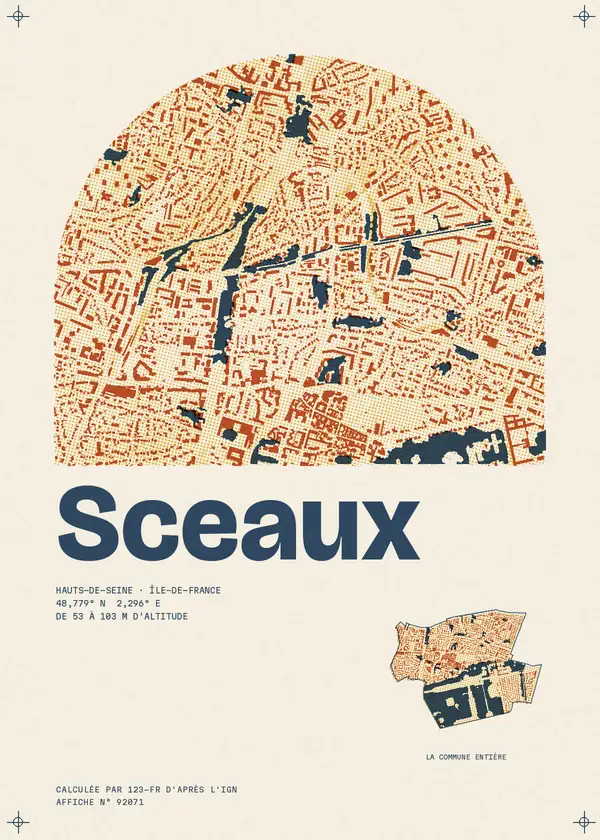 Affiche de Sceaux, calculée par 123-fr d'après l'IGN