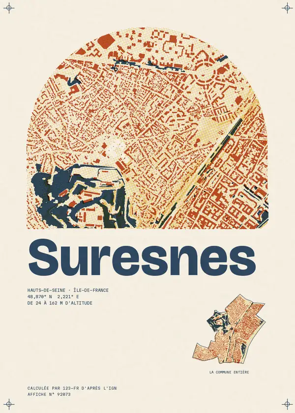 Affiche de Suresnes, calculée par 123-fr d'après l'IGN