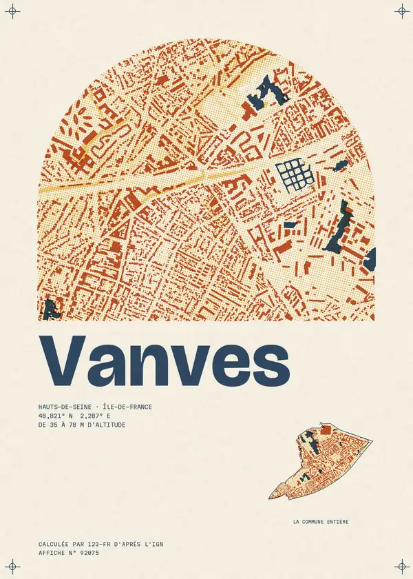 Affiche de Vanves, calculée par 123-fr d'après l'IGN