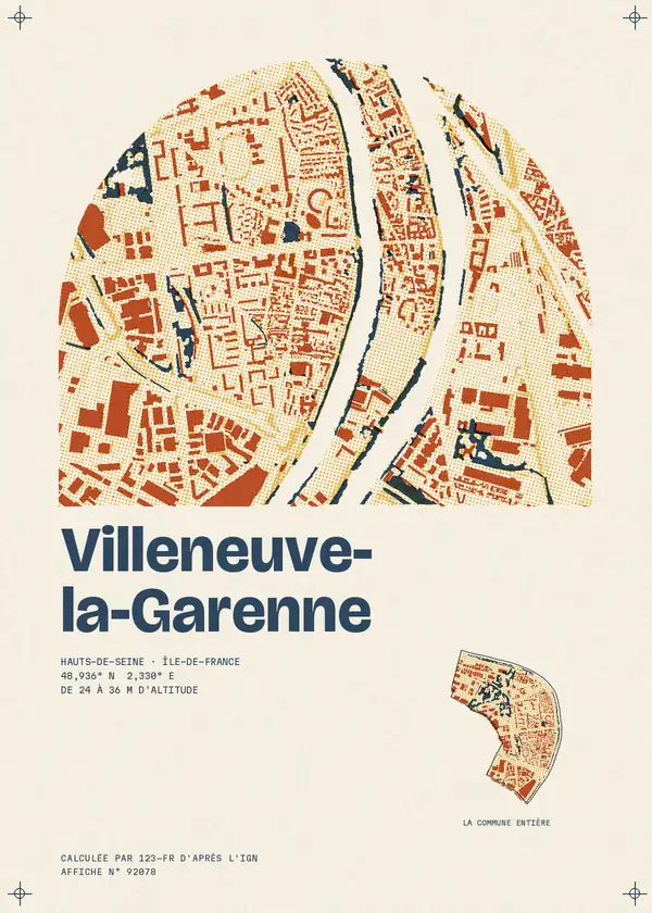 Affiche de Villeneuve-la-Garenne, calculée par 123-fr d'après l'IGN