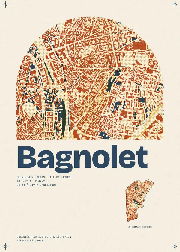 Affiche de Bagnolet, calculée par 123-fr d'après l'IGN