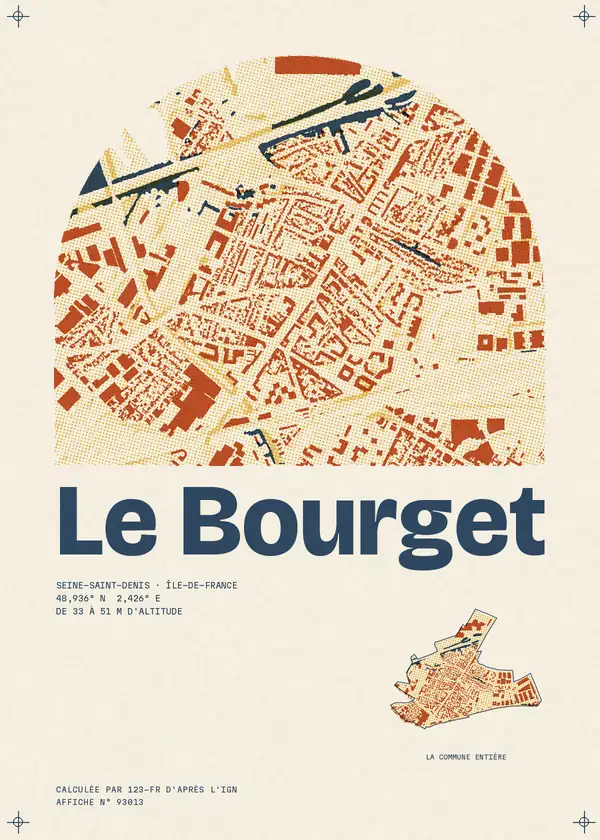 Affiche de Le Bourget, calculée par 123-fr d'après l'IGN