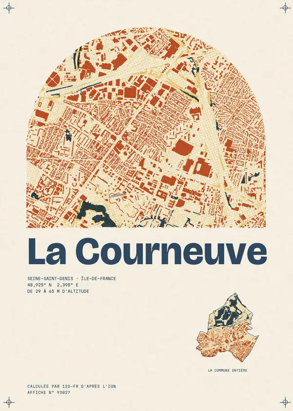 Affiche de La Courneuve, calculée par 123-fr d'après l'IGN
