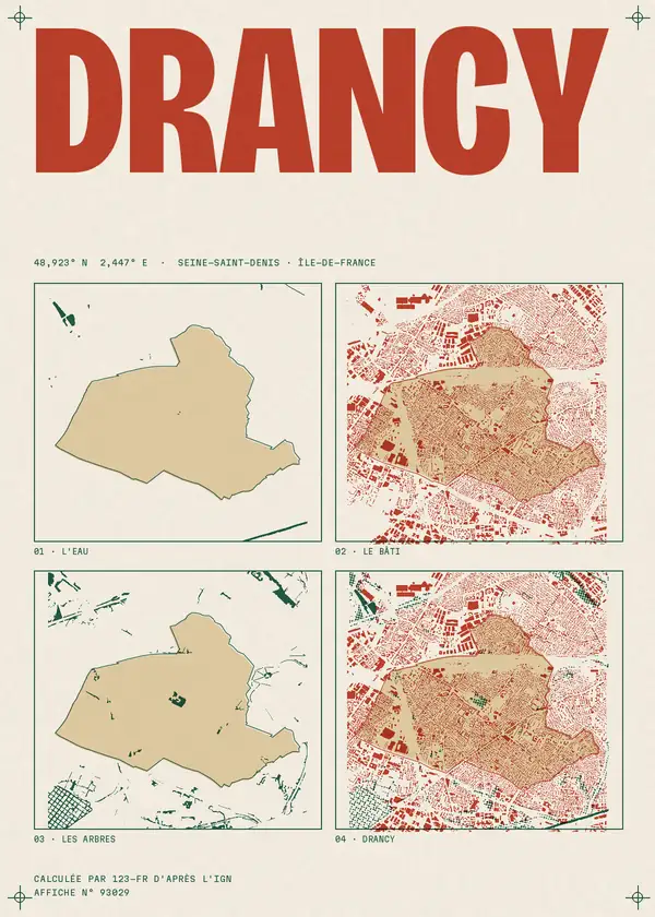 Affiche de Drancy, calculée par 123-fr d'après l'IGN