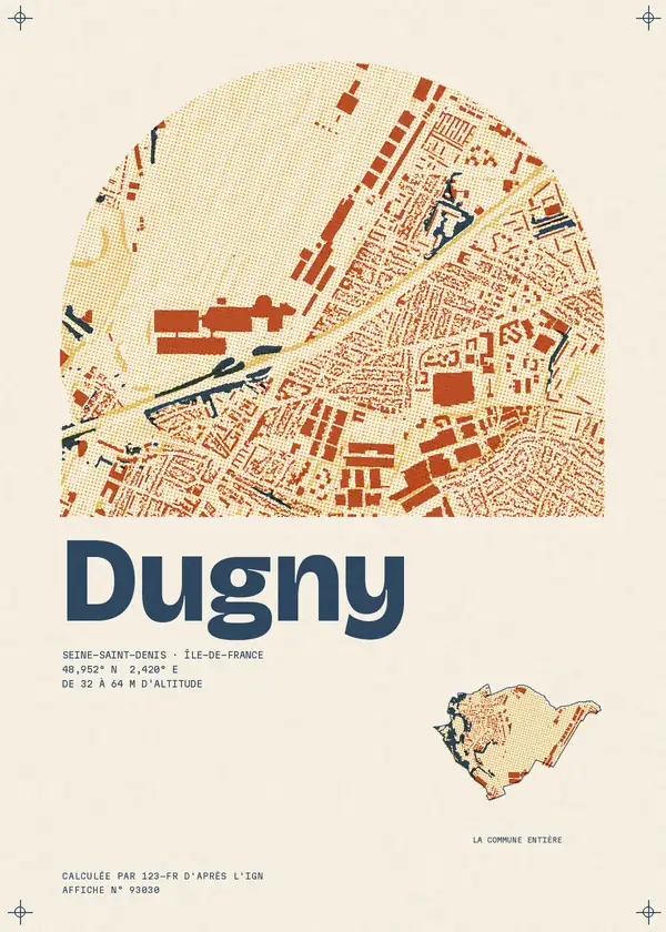 Affiche de Dugny, calculée par 123-fr d'après l'IGN