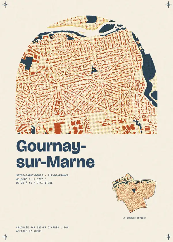 Affiche de Gournay-sur-Marne, calculée par 123-fr d'après l'IGN