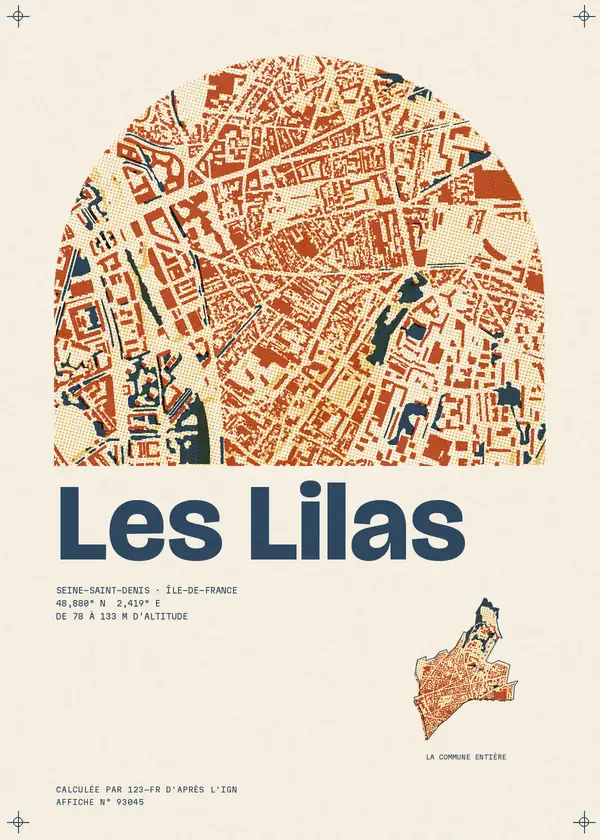 Affiche de Les Lilas, calculée par 123-fr d'après l'IGN