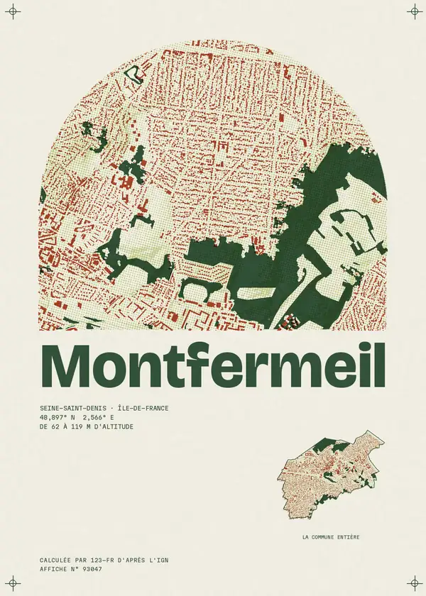 Affiche de Montfermeil, calculée par 123-fr d'après l'IGN
