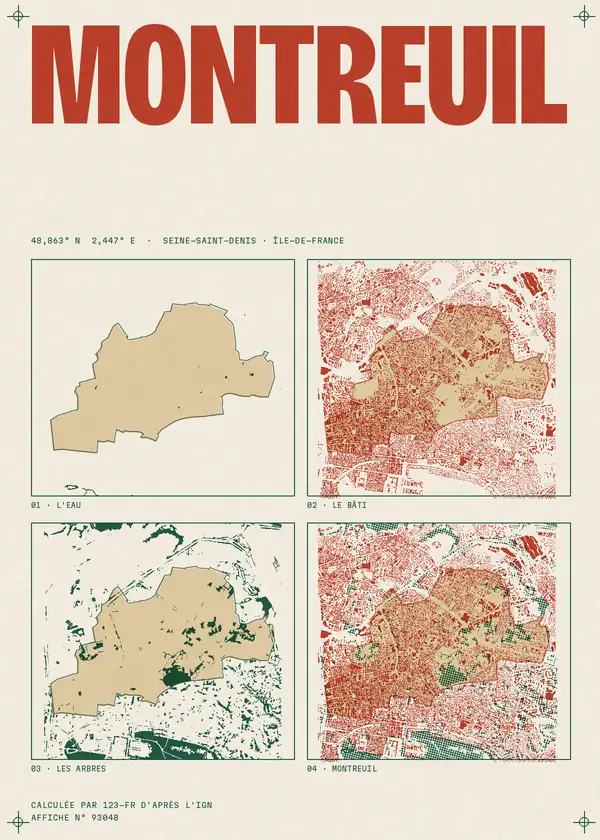 Affiche de Montreuil, calculée par 123-fr d'après l'IGN