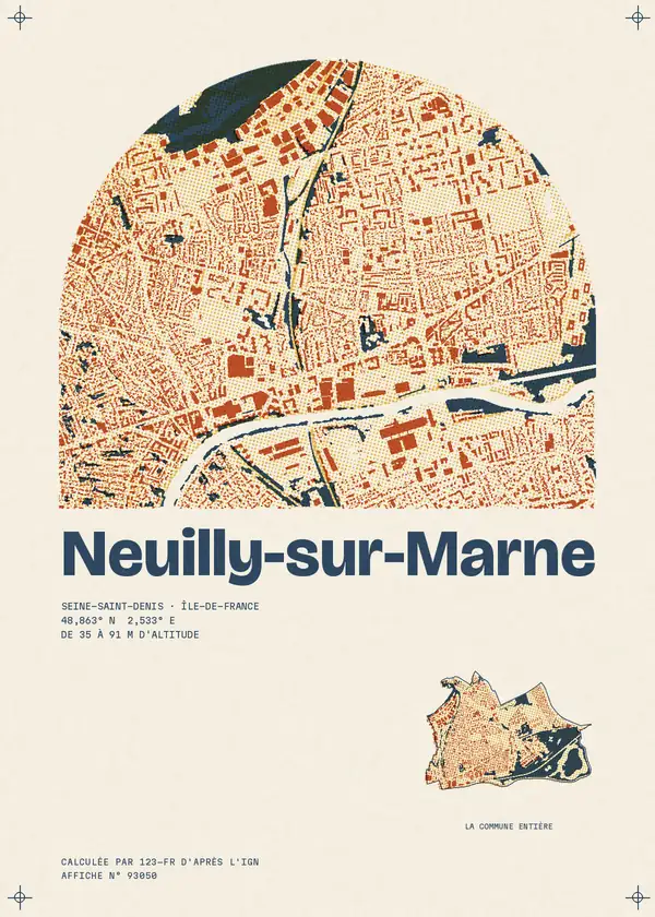 Affiche de Neuilly-sur-Marne, calculée par 123-fr d'après l'IGN