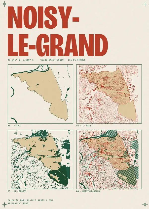 Affiche de Noisy-le-Grand, calculée par 123-fr d'après l'IGN