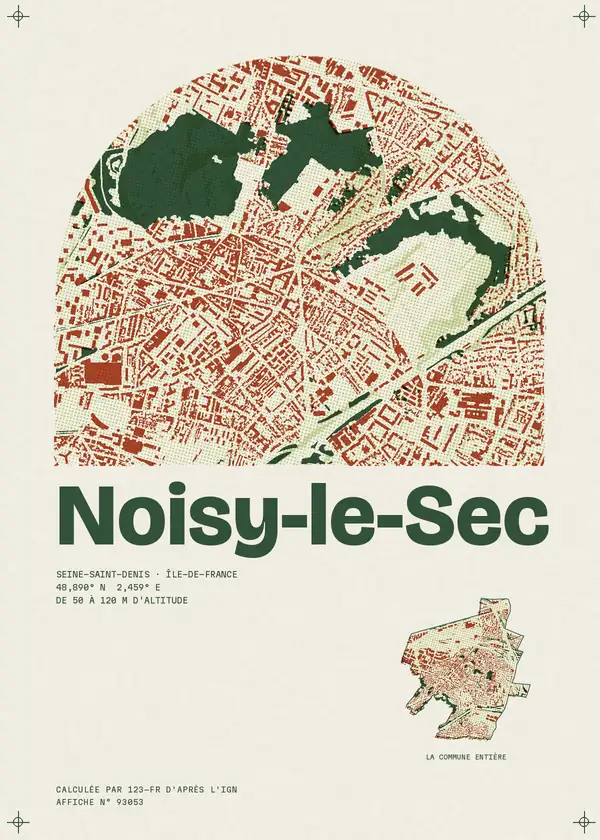 Affiche de Noisy-le-Sec, calculée par 123-fr d'après l'IGN