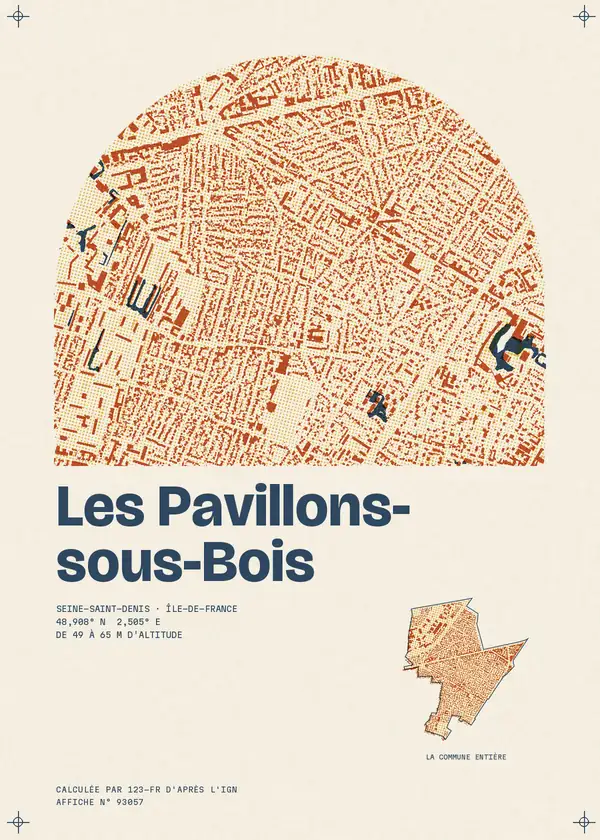Affiche de Les Pavillons-sous-Bois, calculée par 123-fr d'après l'IGN