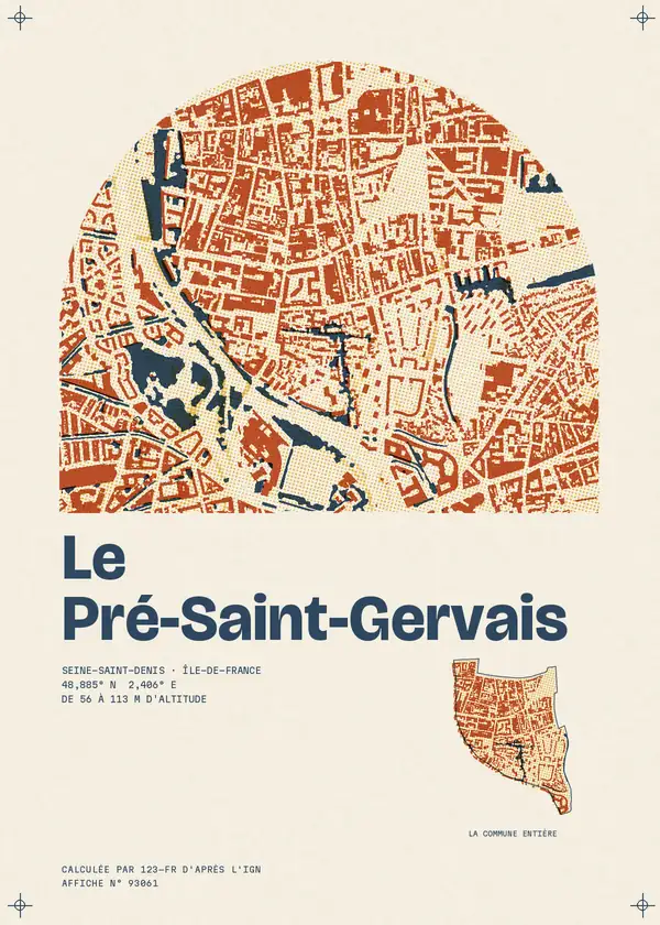 Affiche de Le Pré-Saint-Gervais, calculée par 123-fr d'après l'IGN