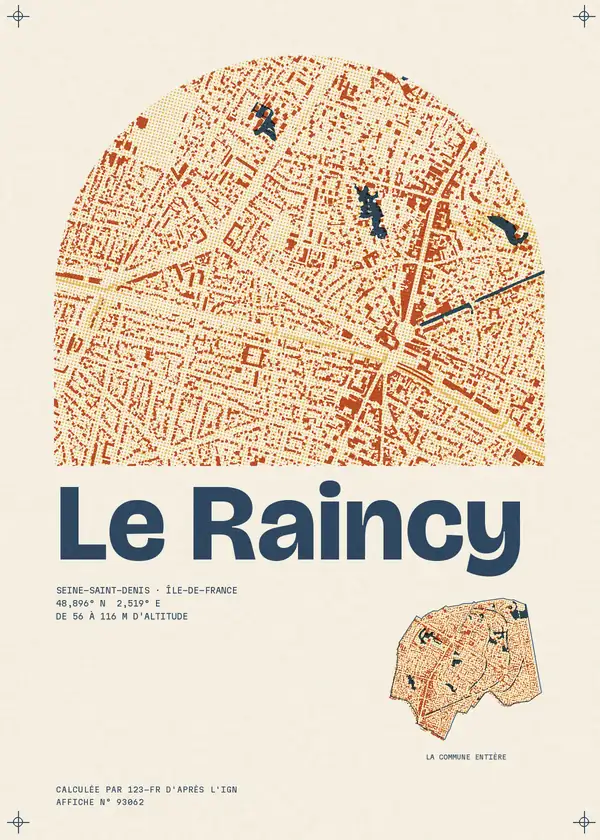 Affiche de Le Raincy, calculée par 123-fr d'après l'IGN