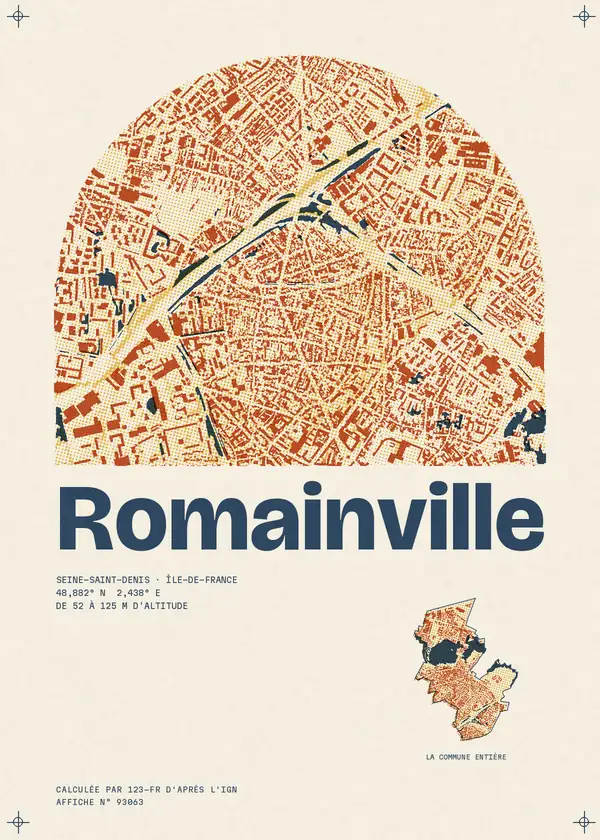 Affiche de Romainville, calculée par 123-fr d'après l'IGN