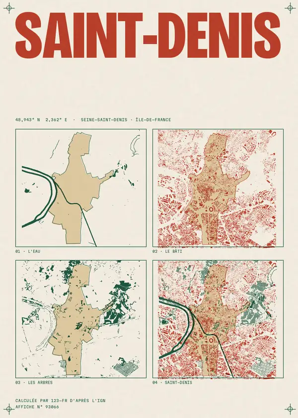 Affiche de Saint-Denis, calculée par 123-fr d'après l'IGN
