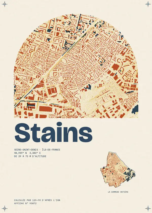 Affiche de Stains, calculée par 123-fr d'après l'IGN
