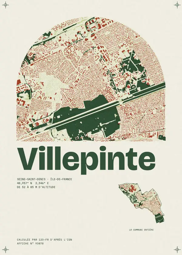 Affiche de Villepinte, calculée par 123-fr d'après l'IGN