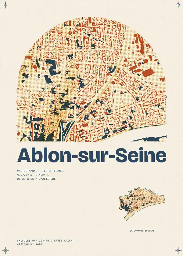 Affiche de Ablon-sur-Seine, calculée par 123-fr d'après l'IGN
