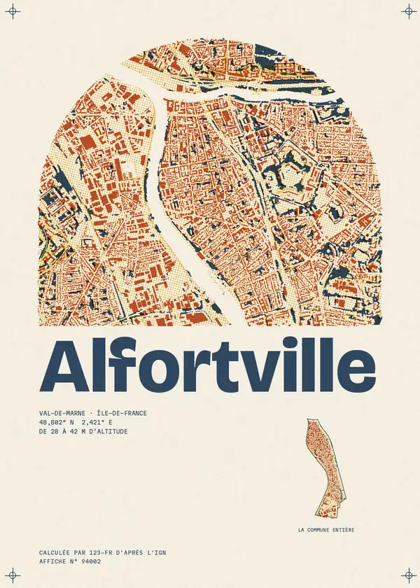 Affiche de Alfortville, calculée par 123-fr d'après l'IGN