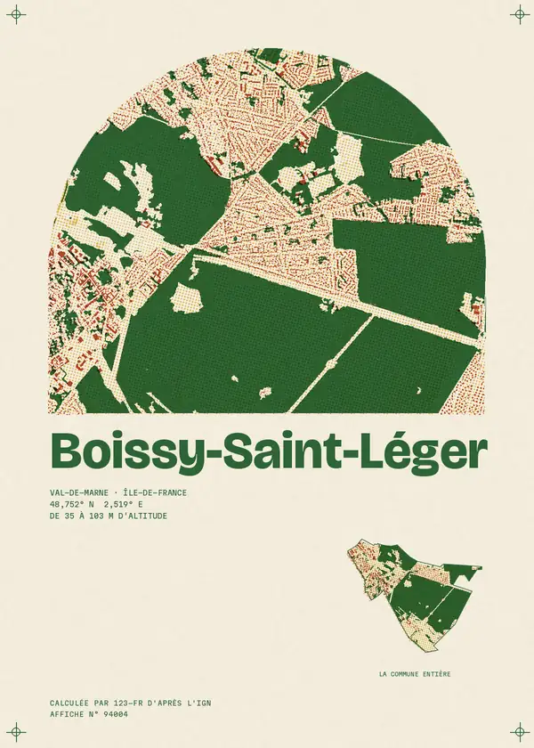 Affiche de Boissy-Saint-Léger, calculée par 123-fr d'après l'IGN
