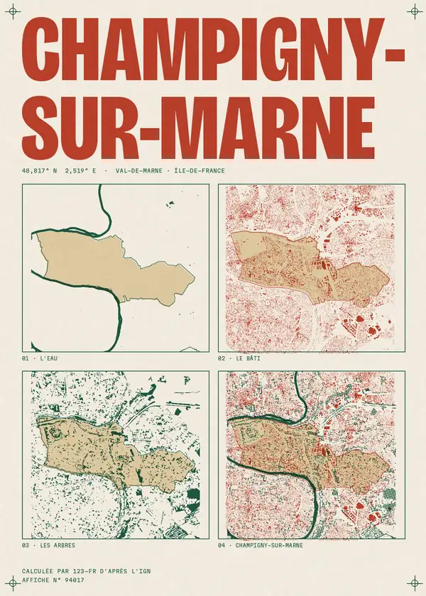 Affiche de Champigny-sur-Marne, calculée par 123-fr d'après l'IGN