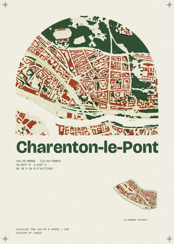 Affiche de Charenton-le-Pont, calculée par 123-fr d'après l'IGN