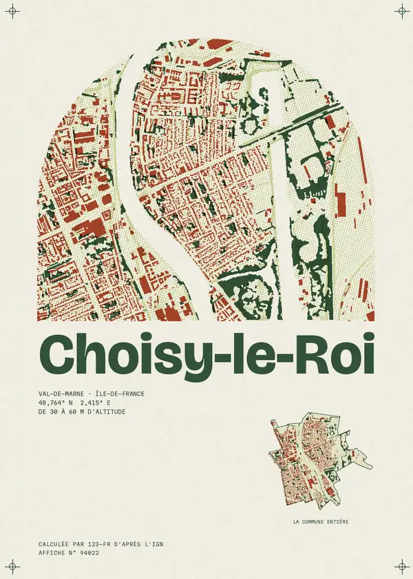 Affiche de Choisy-le-Roi, calculée par 123-fr d'après l'IGN