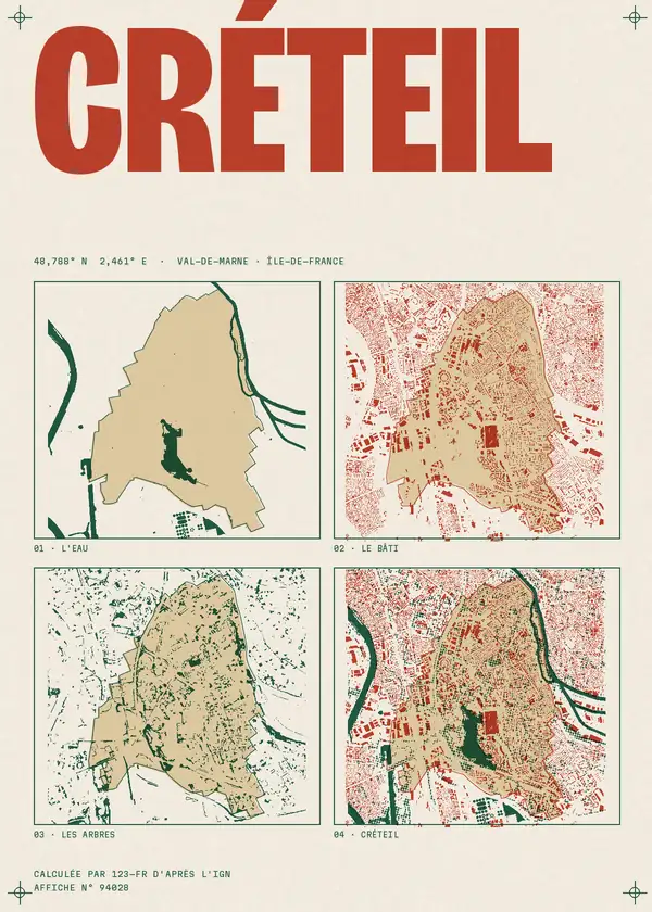 Affiche de Créteil, calculée par 123-fr d'après l'IGN