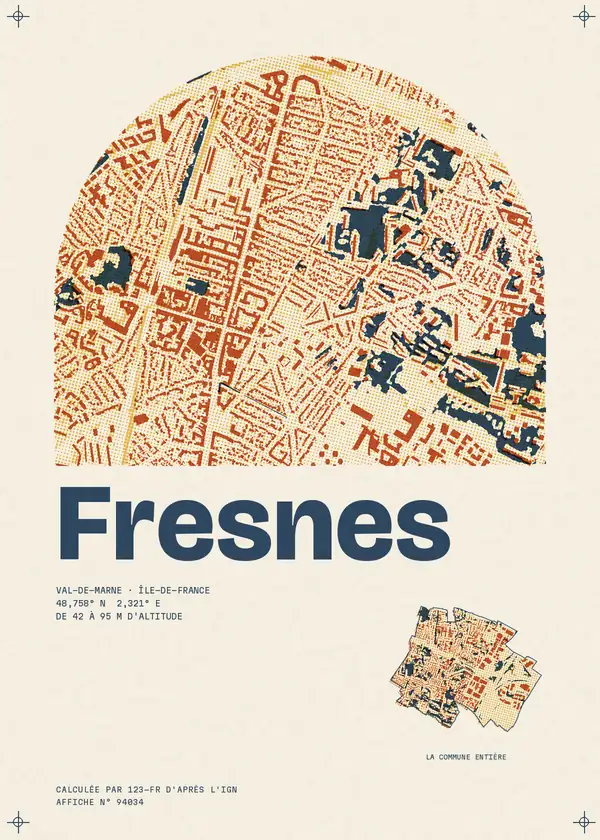 Affiche de Fresnes, calculée par 123-fr d'après l'IGN