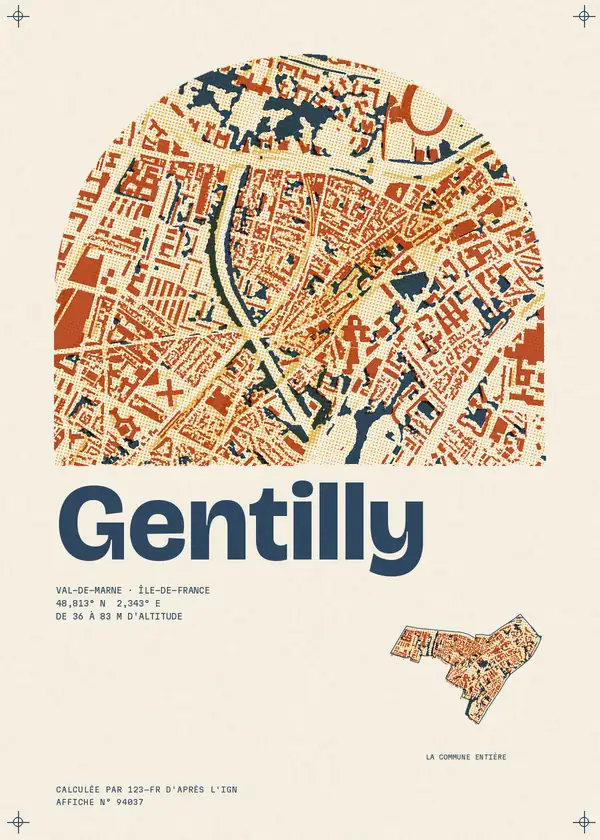 Affiche de Gentilly, calculée par 123-fr d'après l'IGN