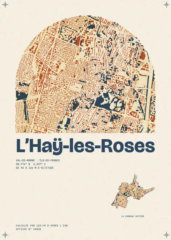 Affiche de L'Haÿ-les-Roses, calculée par 123-fr d'après l'IGN