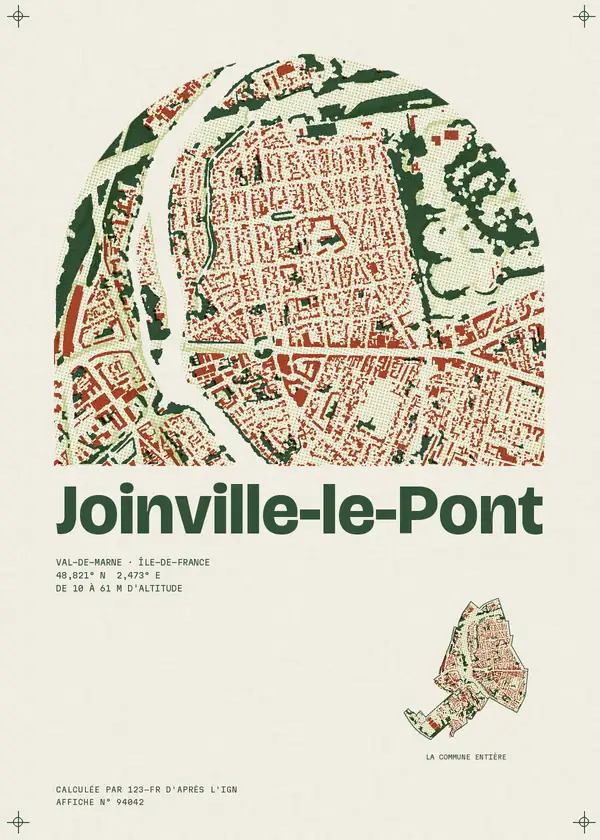 Affiche de Joinville-le-Pont, calculée par 123-fr d'après l'IGN